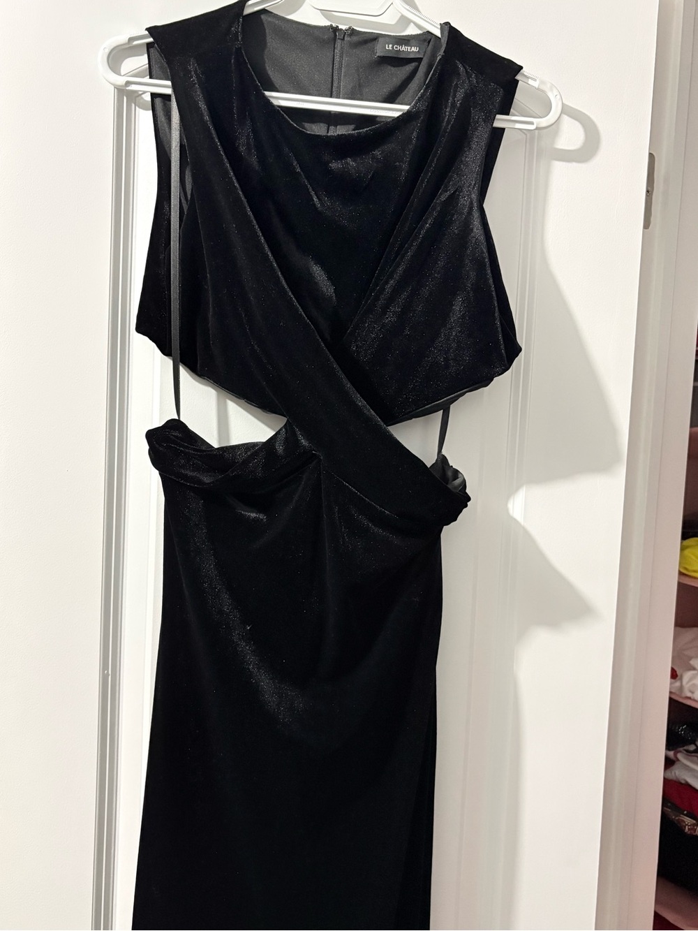 le chateau Black Backless Cutout Evening Gown